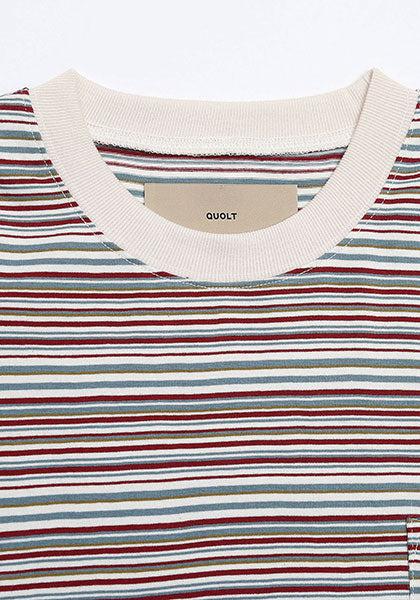 QUOLT クオルト | HOURS-BORDER CUTSEW カラー:GRAYBLUE/BURGUNDY