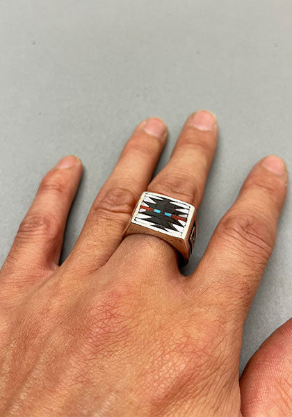 Indian Jewelry (インディアン ジュエリー) ズニ スクエアリング Charlotte Dishta / シャーロット ディシュタ 21号