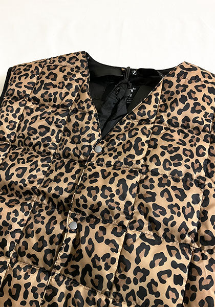 TAION 体温 ベーシック Vネックボタン インナーダウンベスト カラー:カーキレオパード