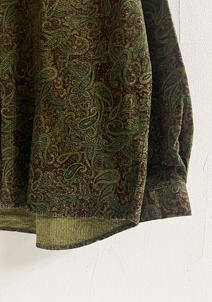 Nasngwam.(ナスングワム) | RAGE SHIRTS コーデュロイ ペイズリー柄シャツ カラー:BURGUNDY