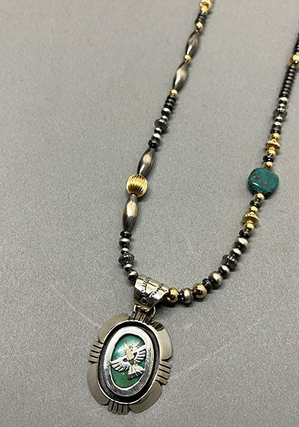 Indian Jewelry (インディアン ジュエリー) ナバホ ターコイズペンダントトップ イーグル Herman Vandever / ハーマンバンデバー