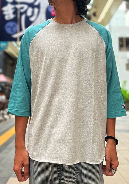 IMPRESTORE インプレストア RAGLAN SLEEVE T / ラグランスリーブT カラー:GRAY/TURQUOISE