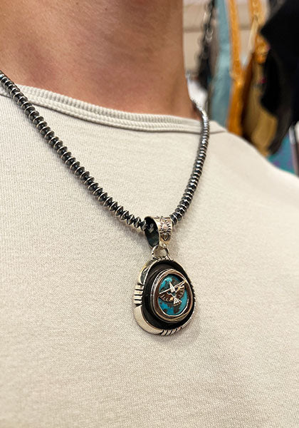 Indian Jewelry (インディアン ジュエリー) ナバホ ターコイズペンダントトップ イーグル Herman Vandever / ハーマンバンデバー