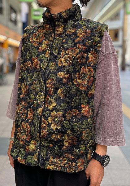 VOO ヴォー | FLOWER FLEECE VEST カラー:BLACK