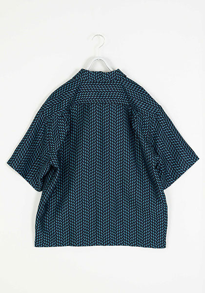 KELEN ケレン | JAQUARD HALF SLEEVE / ジャガードハーフスリーブシャツジャケット カラー:ブラック