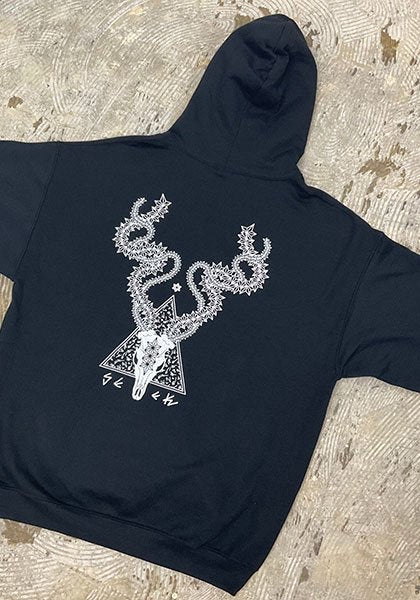 BAKIBAKI×SEEK DEER SKULLパーカー カラー:ブラック