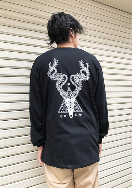 BAKIBAKI×SEEK DEER SKULLロンTEE カラー:ブラック