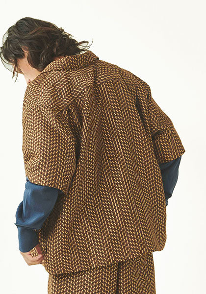 KELEN ケレン | JAQUARD HALF SLEEVE / ジャガードハーフスリーブシャツジャケット カラー:ブラウン