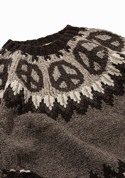 HAVE A GRATEFUL DAY ハブ ア グレイトフル デイ | PEACE PATTERN WOOL KNIT CREW カラー : BROWN