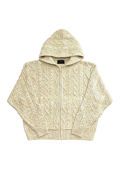 VOO ヴォー | MIX F.Z.P KNIT / ミックスカラーフルジップパーカーニット カラー:MILK MIX