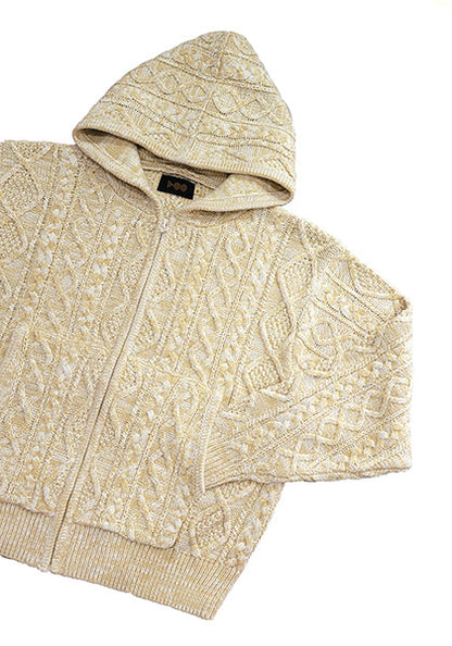 VOO ヴォー | MIX F.Z.P KNIT / ミックスカラーフルジップパーカーニット カラー:MILK MIX
