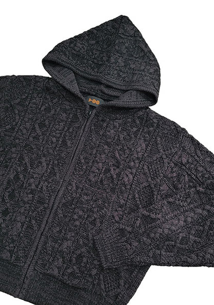 VOO ヴォー | MIX F.Z.P KNIT / ミックスカラーフルジップパーカーニット カラー:BLACK MIX