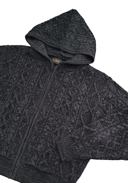VOO ヴォー | MIX F.Z.P KNIT / ミックスカラーフルジップパーカーニット カラー:BLACK MIX