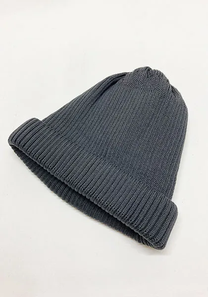 ROTOTO | COTTON ROLL UP BEANIE Color: D.GRAY