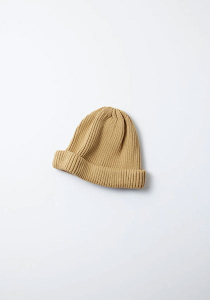 ROTOTO | COTTON ROLL UP BEANIE Color: BEIGE