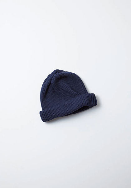 ROTOTO | COTTON ROLL UP BEANIE Color: NAVY