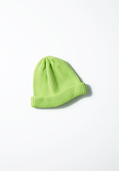 ROTOTO | COTTON ROLL UP BEANIE Color: LIME GREEN