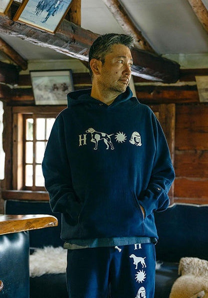 TACOMA FUJI RECORDS タコマフジレコード | HUNTING DOG HOODIE designed by Jerry UKAI カラー：NAVY