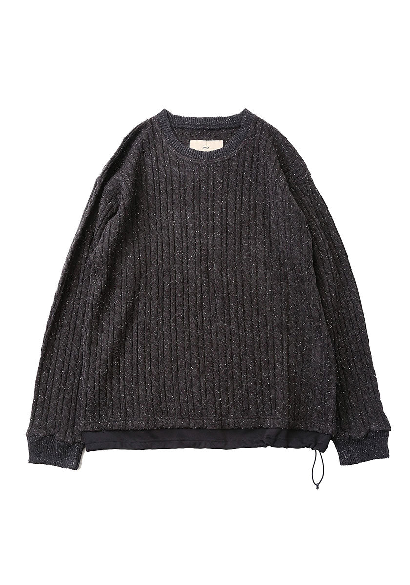 QUOLT クオルト | CABLE-NEPPY KNIT カラー：CHARCOAL-BLACK