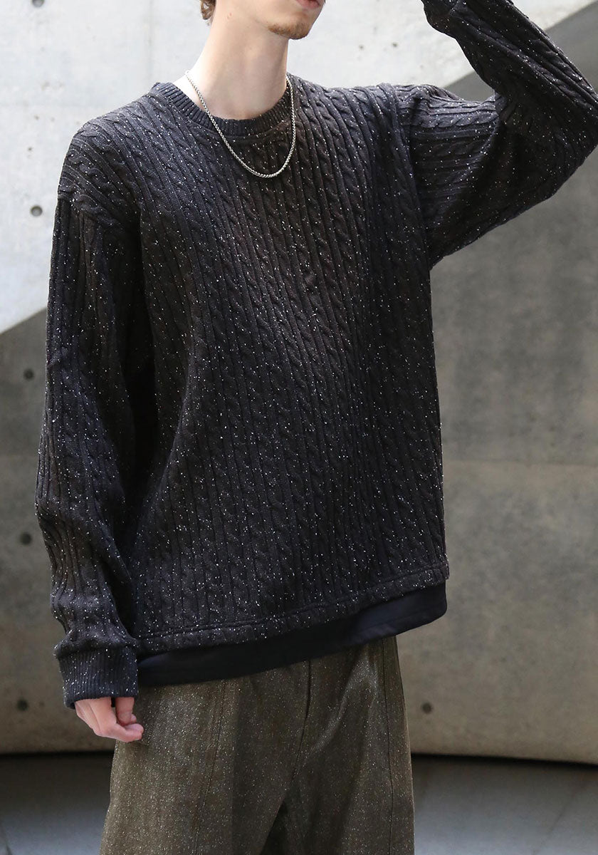 QUOLT クオルト | CABLE-NEPPY KNIT カラー：CHARCOAL-BLACK