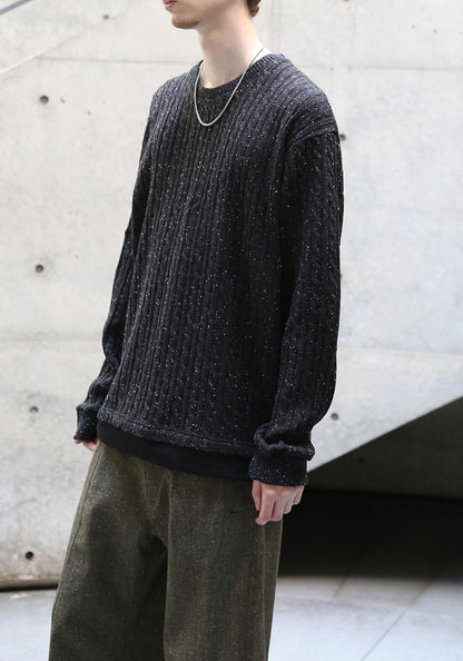 QUOLT クオルト | CABLE-NEPPY KNIT カラー：CHARCOAL-BLACK