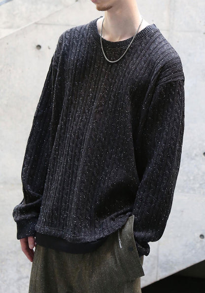 QUOLT クオルト | CABLE-NEPPY KNIT カラー：CHARCOAL-BLACK