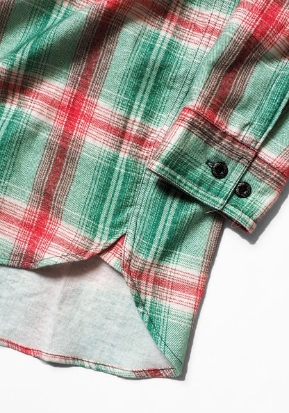 IMPRESTORE インプレストア Flannel Hooded Shirt｜プリントネル フードシャツ [GREEN×RED]