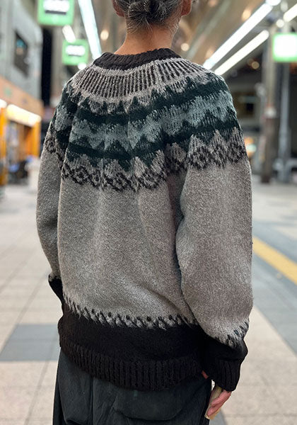 KELEN ケレン | BLURRED NORDIC CIRCLE KNIT カラー:MOKUBEIGE