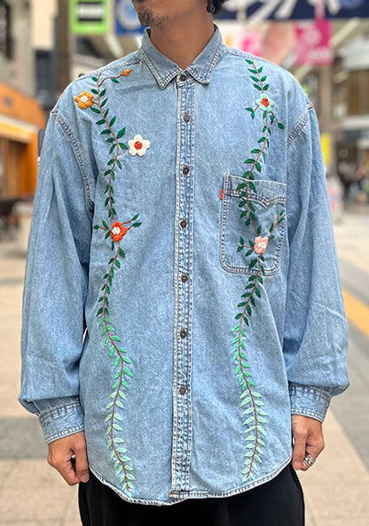 Nasngwam（ナスングワム） | SALISH SHIRTS / / 刺繍デニムシャツ モデル:C