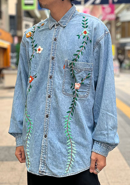 Nasngwam（ナスングワム） | SALISH SHIRTS / / 刺繍デニムシャツ モデル:C
