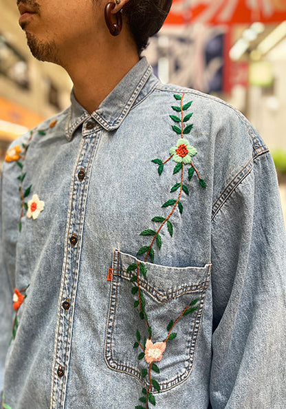 Nasngwam（ナスングワム） | SALISH SHIRTS / / 刺繍デニムシャツ モデル:C