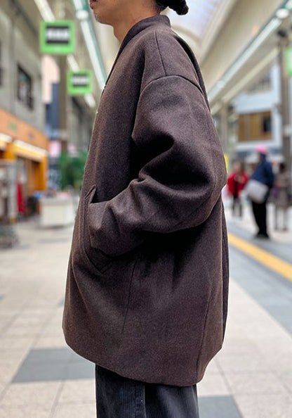 KELEN ケレン | NO COLLAR EGG JACKET カラー:BROWN