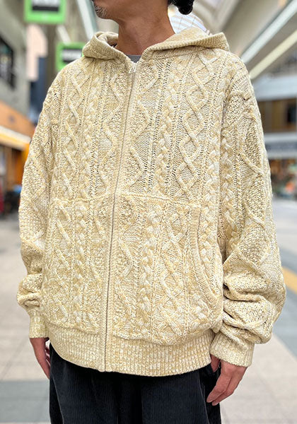 VOO ヴォー | MIX F.Z.P KNIT / ミックスカラーフルジップパーカーニット カラー:MILK MIX