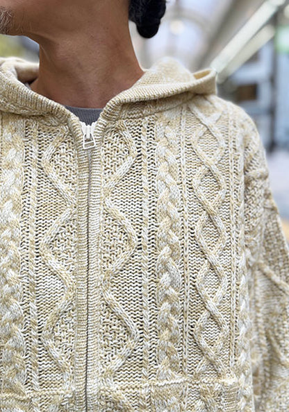 VOO ヴォー | MIX F.Z.P KNIT / ミックスカラーフルジップパーカーニット カラー:MILK MIX