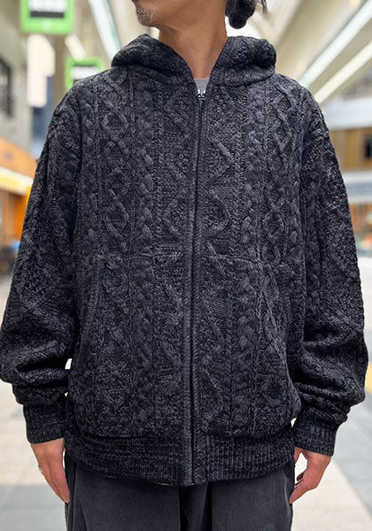 VOO ヴォー | MIX F.Z.P KNIT / ミックスカラーフルジップパーカーニット カラー:BLACK MIX