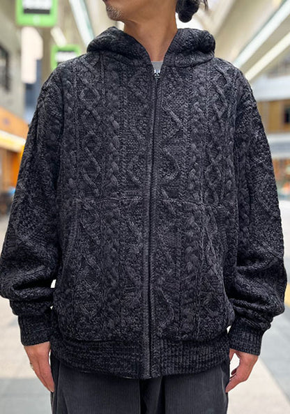 VOO ヴォー | MIX F.Z.P KNIT / ミックスカラーフルジップパーカーニット カラー:BLACK MIX