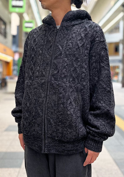 VOO ヴォー | MIX F.Z.P KNIT / ミックスカラーフルジップパーカーニット カラー:BLACK MIX