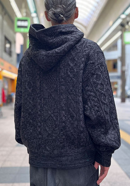 VOO ヴォー | MIX F.Z.P KNIT / ミックスカラーフルジップパーカーニット カラー:BLACK MIX