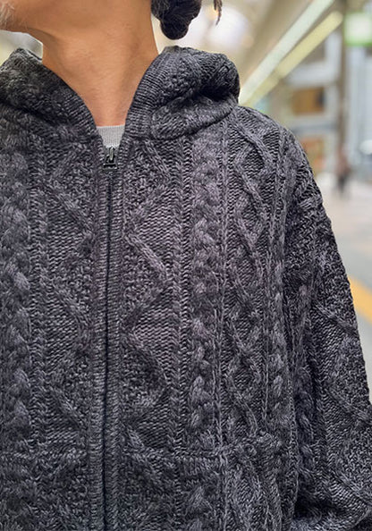 VOO ヴォー | MIX F.Z.P KNIT / ミックスカラーフルジップパーカーニット カラー:BLACK MIX