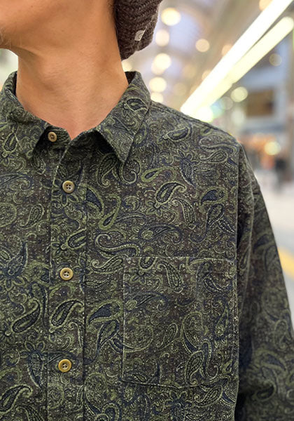 Nasngwam.(ナスングワム) | RAGE SHIRTS コーデュロイ ペイズリー柄シャツ カラー:BROWN
