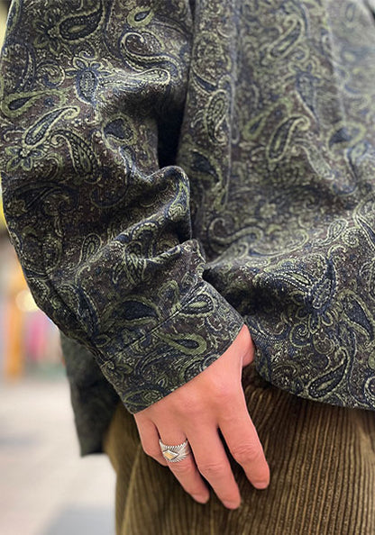 Nasngwam.(ナスングワム) | RAGE SHIRTS コーデュロイ ペイズリー柄シャツ カラー:BROWN