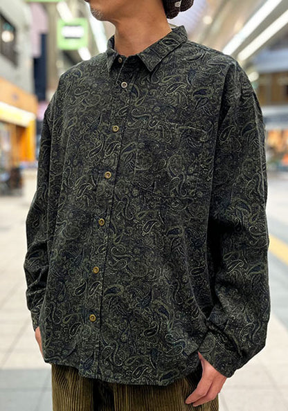 Nasngwam.(ナスングワム) | RAGE SHIRTS コーデュロイ ペイズリー柄シャツ カラー:BROWN