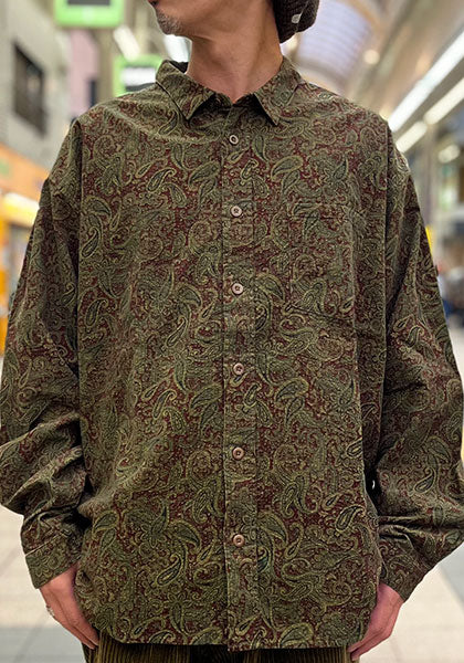 Nasngwam.(ナスングワム) | RAGE SHIRTS コーデュロイ ペイズリー柄シャツ カラー:BURGUNDY