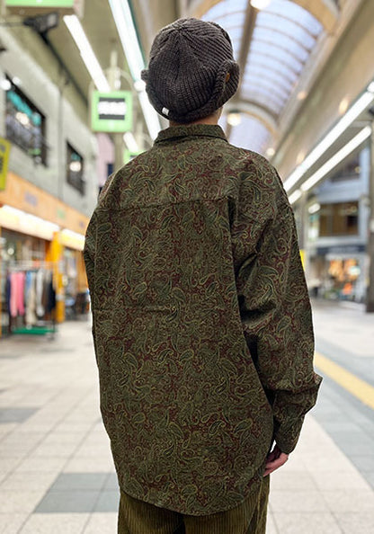 Nasngwam.(ナスングワム) | RAGE SHIRTS コーデュロイ ペイズリー柄シャツ カラー:BURGUNDY