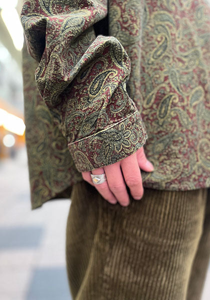 Nasngwam.(ナスングワム) | RAGE SHIRTS コーデュロイ ペイズリー柄シャツ カラー:BURGUNDY
