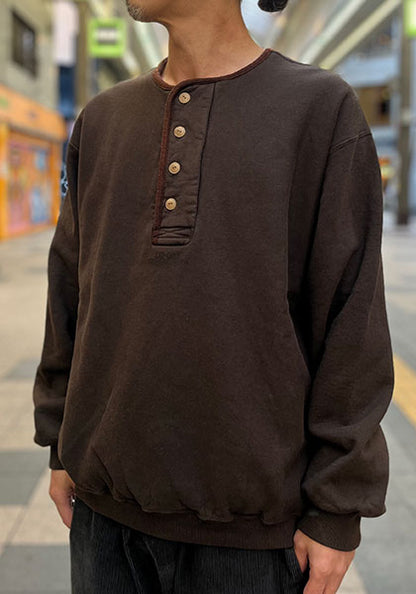 GYPSY&SONS ジプシーアンドサンズ | 80 CLASSIC HENRY 80 クラシック ヘンリーネック スウェット カラー：ブラウンチャコール