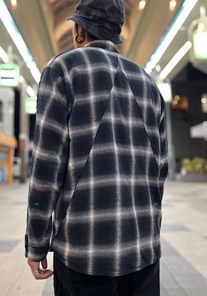 タイムサービス‼️REMILLA ヒトエラウンドシャツ　XL remilla（レミーラ）ヒトエラウンドシャツ / オンブレチェック