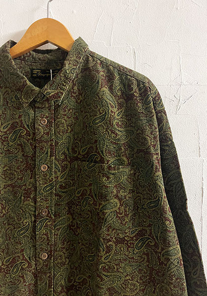 Nasngwam.(ナスングワム) | RAGE SHIRTS コーデュロイ ペイズリー柄シャツ カラー:BURGUNDY