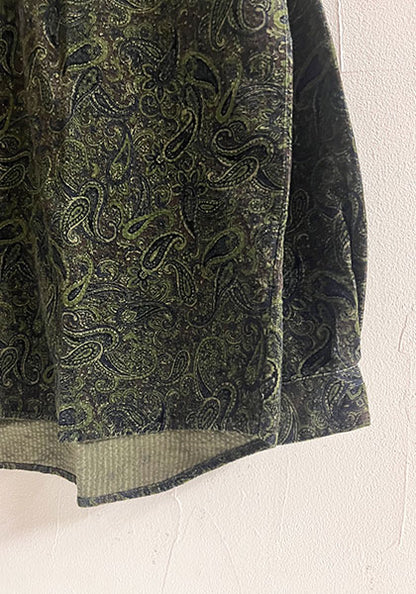Nasngwam.(ナスングワム) | RAGE SHIRTS コーデュロイ ペイズリー柄シャツ カラー:BROWN