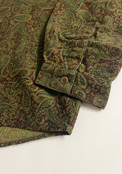 Nasngwam.(ナスングワム) | RAGE SHIRTS コーデュロイ ペイズリー柄シャツ カラー:BURGUNDY